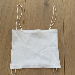 Zara White Ribbed Tank Top S